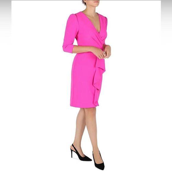 Julia Jordan
Pleated Surplice V-Neck 3/4 Sleeve Ruffled Front Dress - Picture 3 of 7